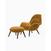 Swoon Lounge Petit Armchair And Stool, Orange, Wood Leg| DC Concept