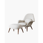 Swoon Lounge Petit Armchair And Stool White Wood Leg