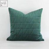 Deep green talia cushion velvet throw pillow with soft velvet fabric and diamond quilted stitching pattern