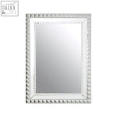 Silver-framed taraka wall mirror with a textured decorative border featuring raised diamond patterns perfect for walls