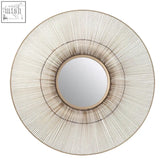Templar wire wall mirror with a sunburst design featuring thin metallic rods in concentric rings perfect as a wire wall mirror
