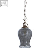 Terina antique silver finish pendant light with silver finish mercury glass and bronze chain hardware