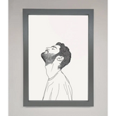 The Man In The Morning Line Art Framed Print - A3 (29.7 x 42 cm) / Dark Grey - Framed Print