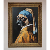 The Pug With The Pearl Earring Framed Print - A3 (29.7 x 42 cm) / Ornate Gold - Framed Print