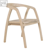 The Scandi arm chair is a minimalist wooden chair with a smooth light finish and sleek curved arms