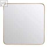 Tia large gold finish square wall mirror with a thin gold finish square frame for stylish home decor