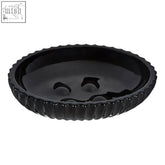 Ticino brittany black glass soap dish with glossy finish and scalloped ridged edge perfect for soap storage