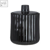 Black ceramic sugar bowl with vertical ridges and lid from ticino brittany black glass storage jar collection