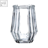 Clear glass vase with vertical ridges and faceted geometric design from ticino louvre tumbler collection