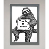 Time Is An Illusion Sloth Black Framed Poster - A3 (29.7 x 42 cm) / Dark Grey - Framed Print