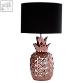 Rose gold tiziano pineapple copper ceramic lamp with ridged surface and black fabric shade for stylish lighting