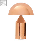 Copper-colored tobor table lamp with mushroom shape and sleek reflective metallic finish for stylish lighting
