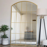 Tomi - Full Length Gold Metal Arched Lattice Window Mirror - 200cm x 120cm - Mirror