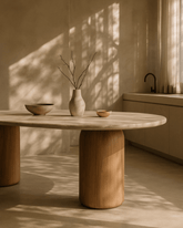 Basilca Dining Table 270 - Walnut Travertine