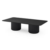 Lantine Coffee Table – Double Pedestal – Black Oak & Lacquer