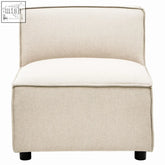 Beige cream fabric armless chair with white seat cushion and black legs from toulouse cream fabric modular sofa