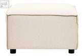Beige cream fabric modular ottoman with black legs perfect as a fabric modular ottoman for living room use