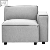 Gray textured fabric armchair with sleek modern design and black cylindrical legs from toulouse grey fabric arm modular sofa