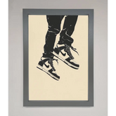 Trainers Bouncing Framed Wall Art - A3 (29.7 x 42 cm) / Dark Grey - Framed Print