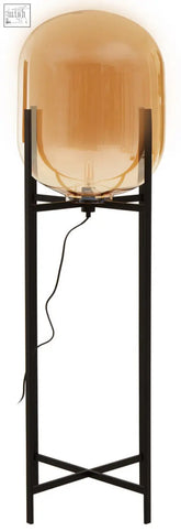 Amber glass globe floor lamp with sleek black metal frame perfect for modern lighting trieste floor lamp design