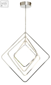 Modern chrome finished trieste large angular pendant light with concentric diamond shaped frames for stylish lighting