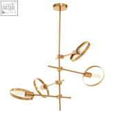 Gold-toned trieste multi ring pendant light with circular ring fixtures and exposed bulbs modern ring pendant light