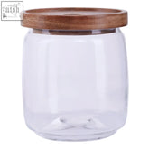 Clear glass storage jar with acacia wooden lid 860 ml perfect for tromso glass storage needs