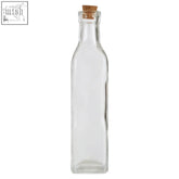 Clear glass bottle with natural cork stopper and square base from the tromso set of 6 glass bottles
