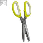 Tyri lime green and white herb scissors with bright lime green plastic handles and four stainless steel blades for herbs
