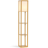 HOMCOM 3-Tier Floor Lamp, Floor Light with Storage Shelf, Reading Standing Lamp with Acrylic Shade for Living Room, Bedroom, Kitchen, Dining Room, Office, Dorm, 160cm, Natural