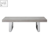 Modern grey elm wood coffee table with sleek chrome legs for a stylish ulmus grey elm living room centerpiece