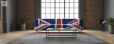 Modern union jack sofa with blue red and white flag pattern 80cm high perfect for stylish living rooms