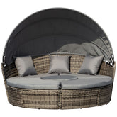 Deluxe 5 Piece Grey Outdoor Rattan Sofa Bed Table Set - High Quality & Comfortable
