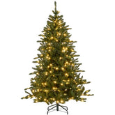 HOMCOM 6ft Artificial Christmas Tree with Warm White LED Light, Metal Base