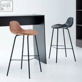 Brown leather upton nordic bar stool with black metal legs perfect for stylish kitchen or bar seating