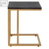 Varana side table with sleek black marble top and gold finish frame for elegant living room decor