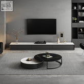 Black and white marble sintered stone coffee table set with sleek metal legs from vasagle living room set