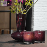 Deep burgundy mouth blown glass vase from the dutz collection with a sleek modern design vase glass loflo plum