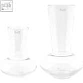 Clear textured bubbly glass vase from dutz collection mouth blown glass with dutz logo near the rim
