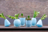 EVITA Mouthblown Glass Vases with Feet - Set of 4pcs - in Multiple Colours