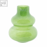 A translucent lime green mouth blown glass vase from dutz collection with double-gourd shape and smooth rounded contours