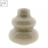 A sleek olive-green mouth blown glass vase from dutz collection with tiered design and subtle horizontal ridges