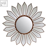 Verona petal wall mirror with bronze finish and diamond-shaped glass panels in sunburst style design