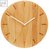 Minimalist wall clock with vitus natural finish oak wood face and white hands for a clean natural look