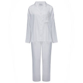White satin vivian micromodal pyjamas with button-front shirt and wide-leg pants for comfy sleepwear