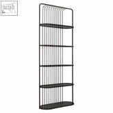 Vogue five tier black shelf unit with black metal wire frame and oval shelves for stylish storage solutions