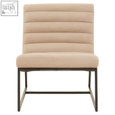 Beige tufted vogue ivory velvet lounge chair with sleek black metal frame perfect for stylish living spaces