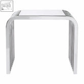 Modern chrome finished vogue slatted end table with sleek curved legs and minimalist rectangular top for stylish spaces