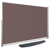 Brown fabric outdoor privacy screen with silver metal frame and black storage bag high quality awning retractable