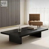 Black minimalist waba coffee table with sleek modern design dark finish and visible wood grain texture